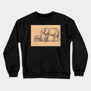 My Sweet Little Boy: Baby Elephant & Mama Pencil Sketch #15 Crewneck Sweatshirt